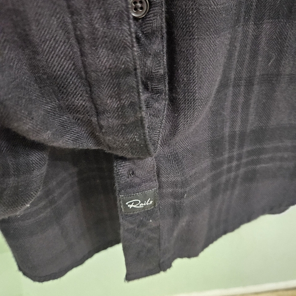 Rails Hunter Plaid Relaxed Fit Shirt Button-down Gray & Black Onyx/Jet Sz Small - Picture 4 of 12